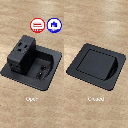 Electriduct Power Centers, Mini In-desk, USB, 8 ft., Black PDC-SW-GMPT-MINI-ED